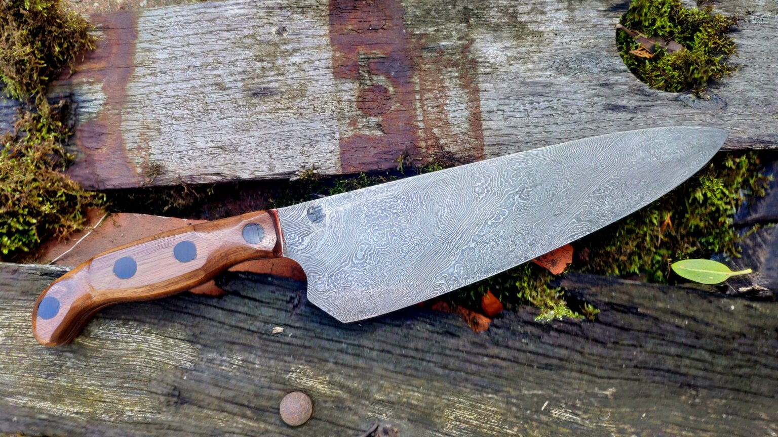 12in Damascus Chef Knife with Black walnut handle
