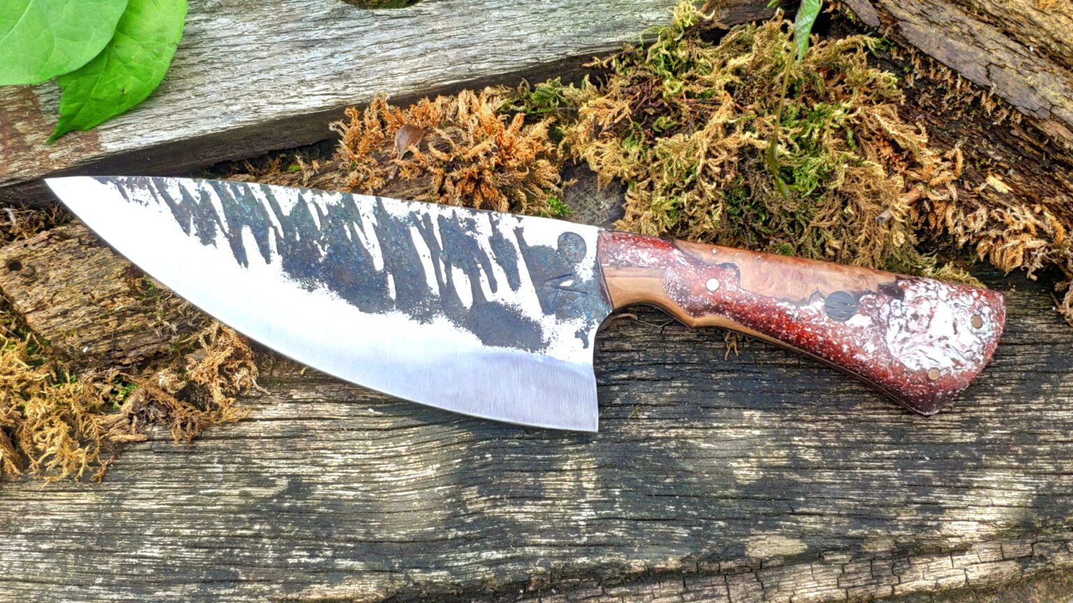 ‘Fat Boy’ Chef Knife with Burl and Resin Handle