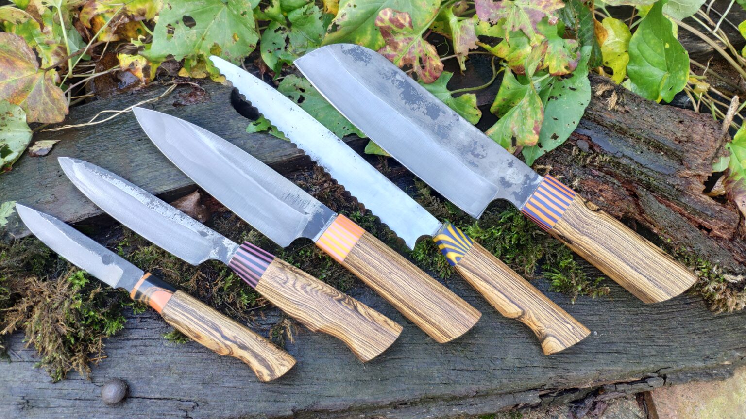 5 Piece Kitchen Knife set with Candy Stripe Caps