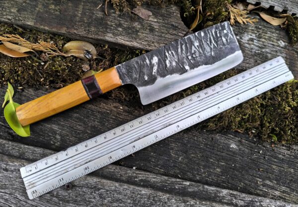 Hand Forged Nakiri Style Kitchen Knife (#38) - Image 3