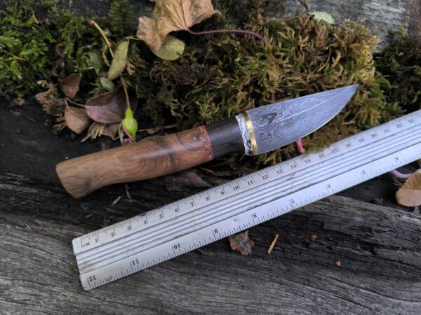 Hand Forged Damascus Steel Bushcraft Knife (#44) - Image 4