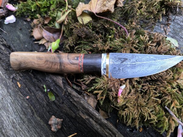 Hand Forged Damascus Steel Bushcraft Knife (#44)