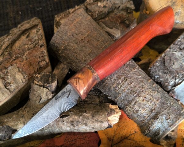 Hand Forged Damascus Steel Sloyd Knife (#49) - Image 2