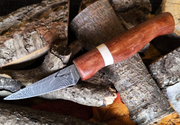 Hand Forged Damascus Steel Sloyd Knife (#50)