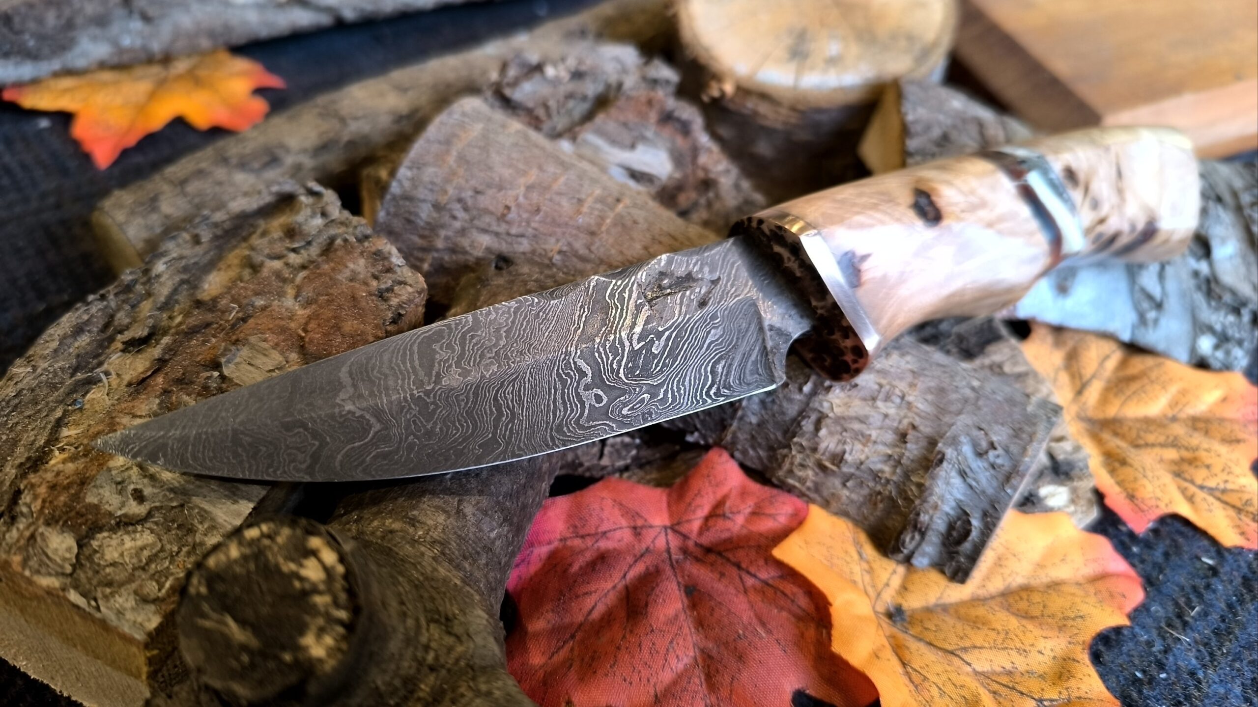 Custom Hand Forged Damascus Steel Bushcraft Knife (#52) - Image 5