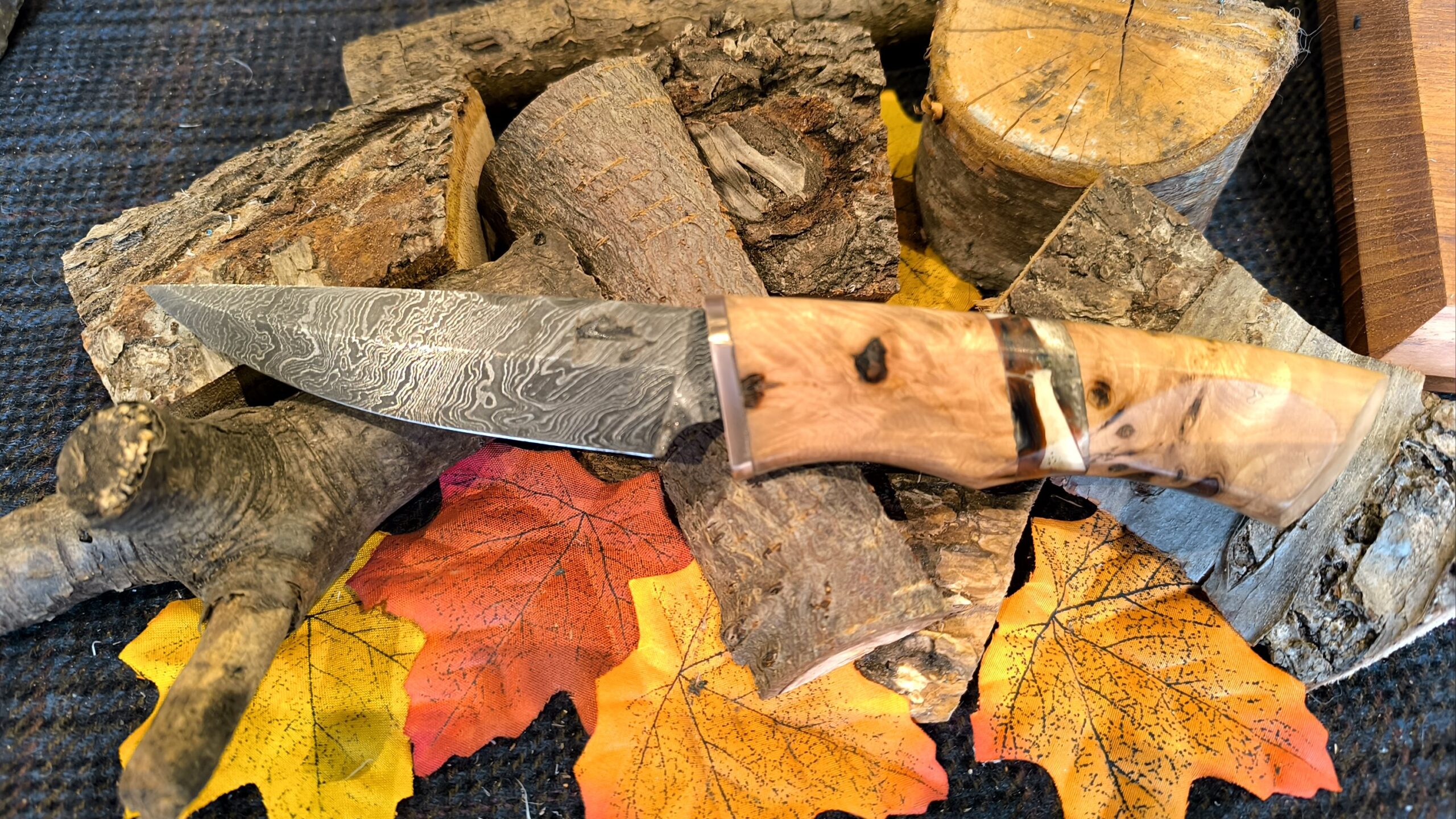Custom Hand Forged Damascus Steel Bushcraft Knife (#52)