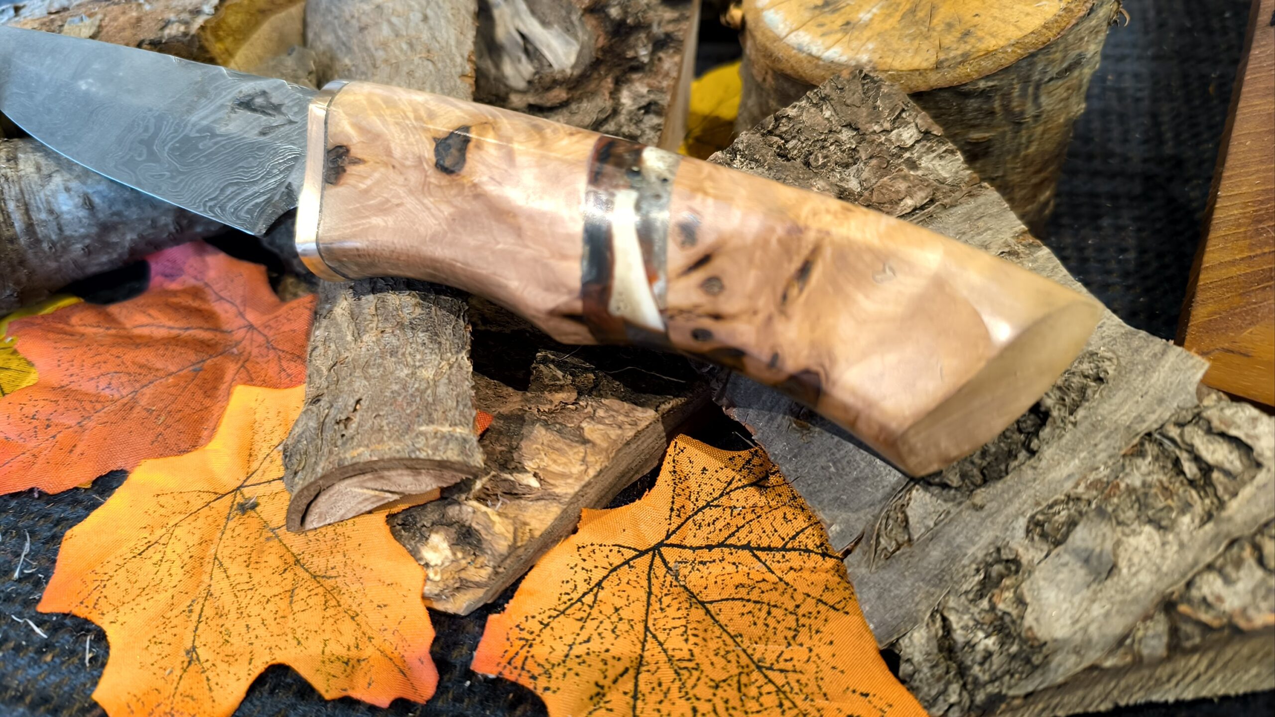 Custom Hand Forged Damascus Steel Bushcraft Knife (#52) - Image 4