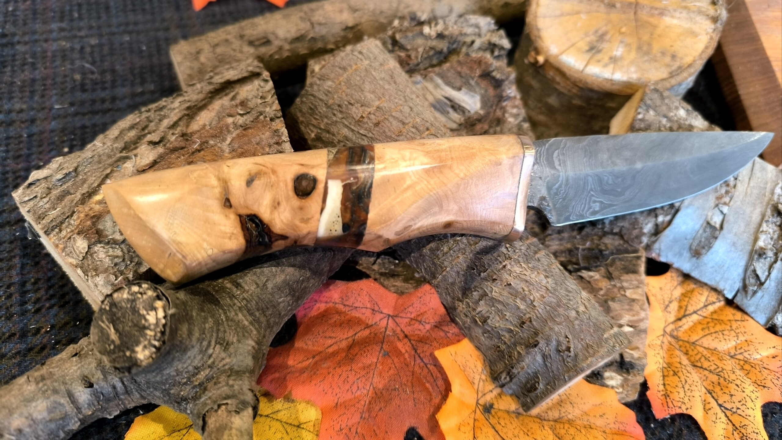 Custom Hand Forged Damascus Steel Bushcraft Knife (#52) - Image 6