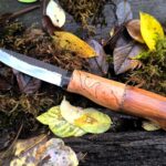 Hand Forged Bushcraft Knife—1084 Steel with Birch Burl and Yew Handle (#59)