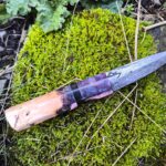 Damascus Steel Pairing Knife - Hand Forged — Nebula Resin and Burl Handle (#65)
