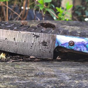 Damascus Steel Nakiri — Full Tang with Acyrlester handle (#66)